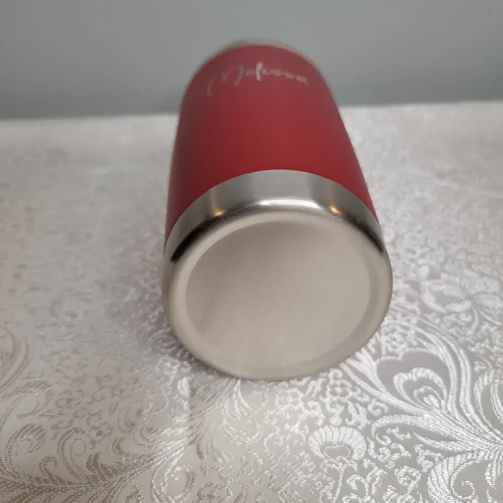 Personalized Melissa tumbler dark red stainless steel travel mug double walled‎